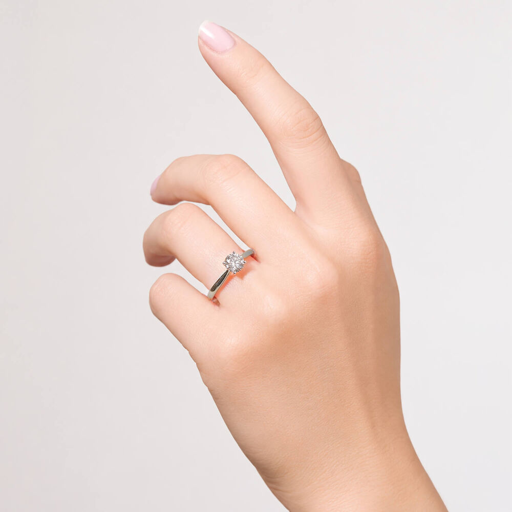 18ct White Gold 1.00ct Round Brilliant Diamond Four Claw Solitaire Ring