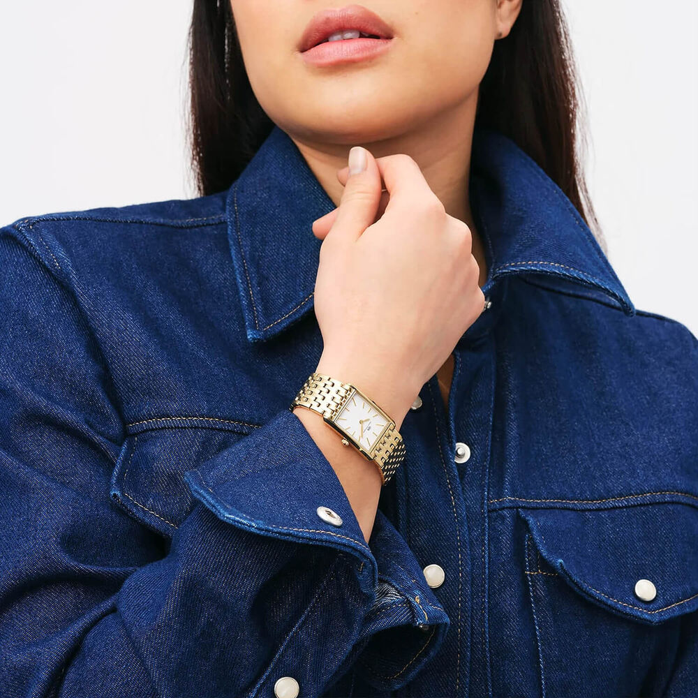Daniel Wellington Bound 32x22mm White Dial 9-Link Gold PVD Bracelet Watch image number 4