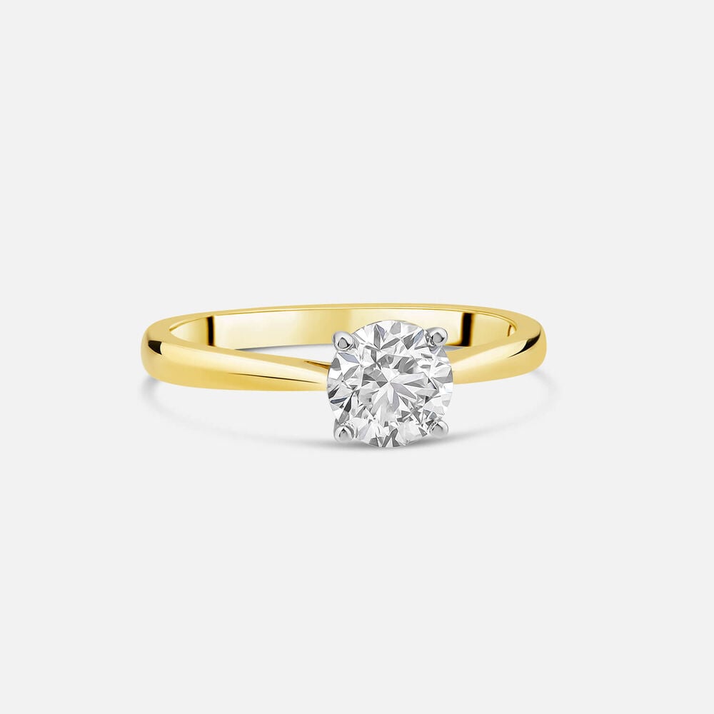 18ct Yellow Gold 1.00ct Round Brilliant Diamond Four Claw Solitaire Ring