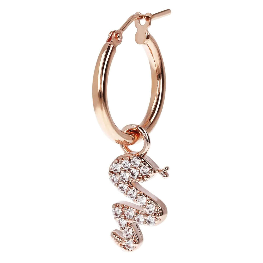 Bronzallure Altissima Collection Snake Cubic Zirconia Single Hoop Ladies Earring