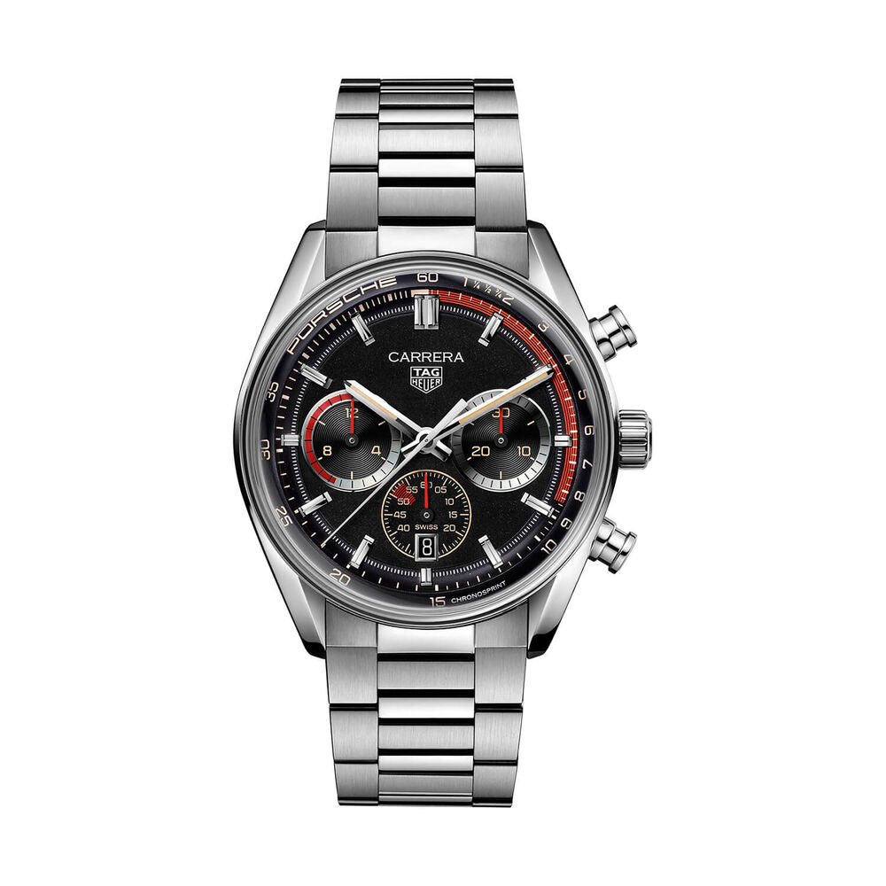 TAG Heuer Carrera Chronosprint X Porsche Rallye 42mm Black Dial Steel Bracelet Watch