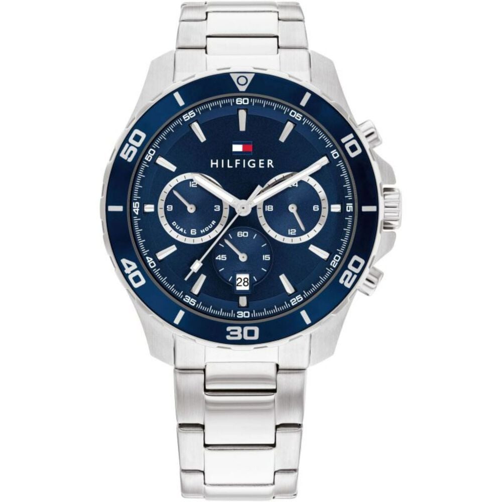 Tommy Hilfiger 43mm Blue Chrono Dial Steel Case Watch