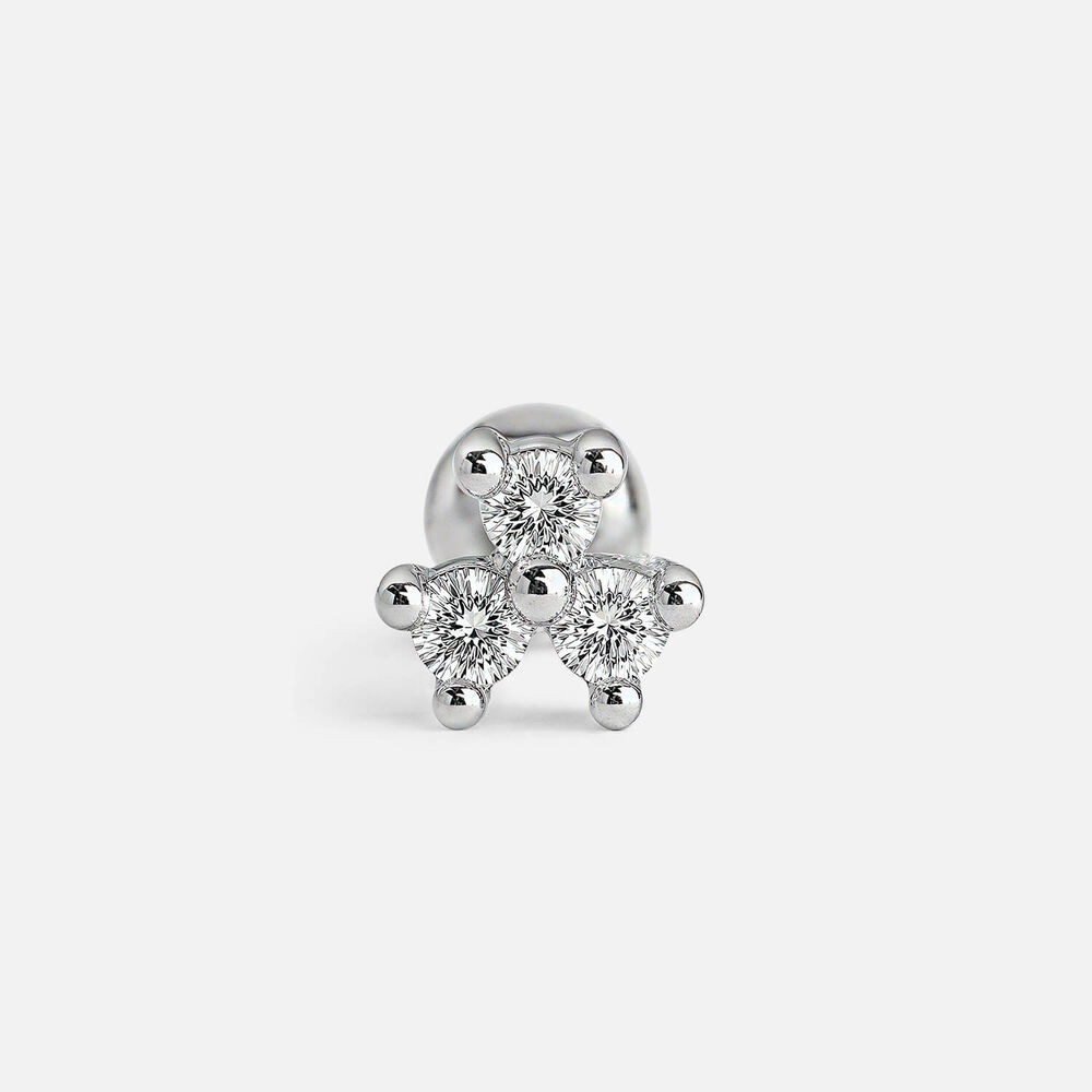 Sterling Silver Cubic Zirconia Cluster Single Stud Earring