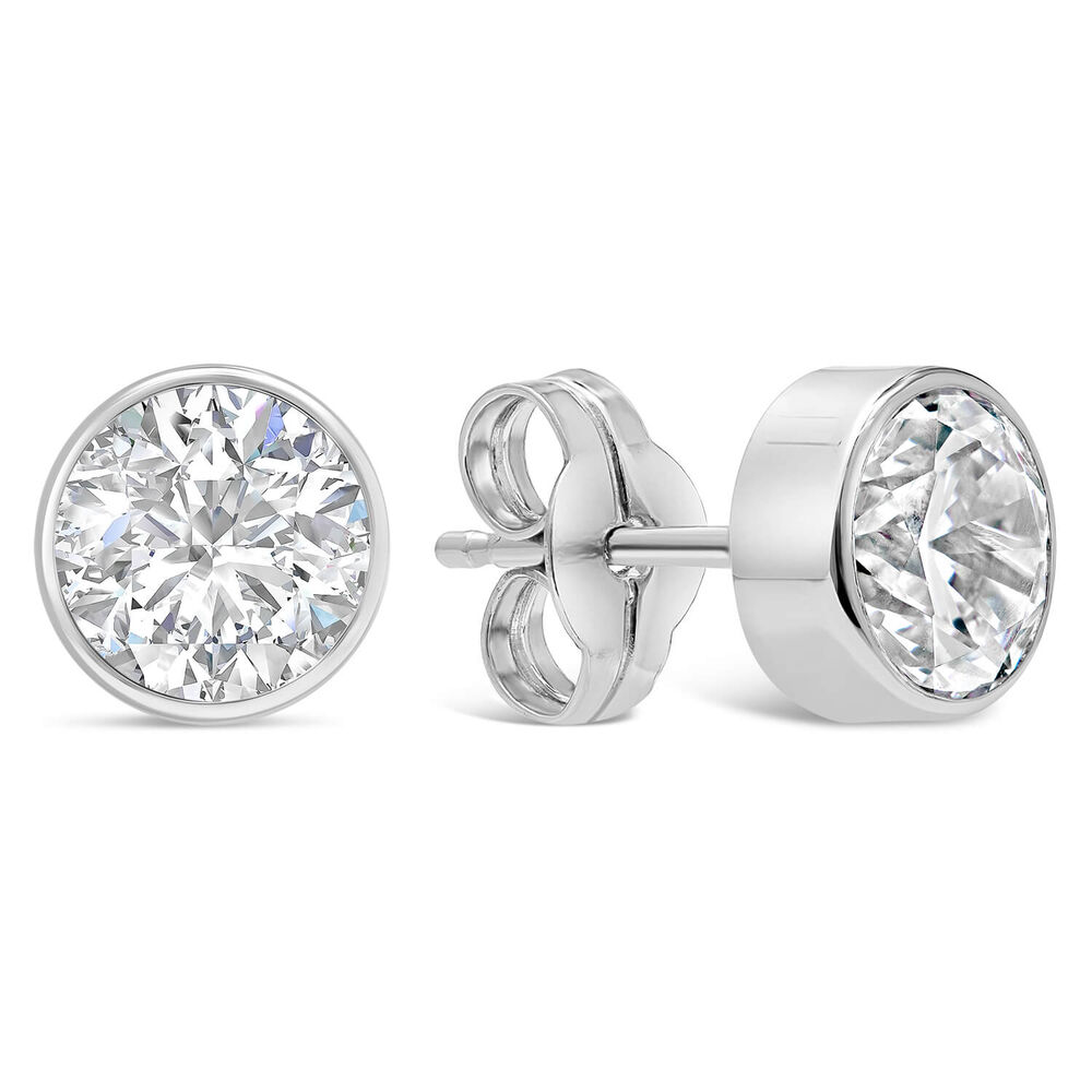 9ct White Gold Cubic Zirconia Stud Earrings image number 1
