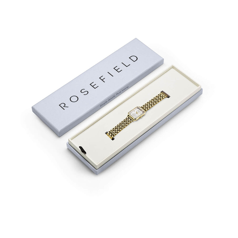 Rosefield Octagon XS Gold 19.5x24mm White Dial 23k Gold Plated Steel Bracelet Watch image number 4