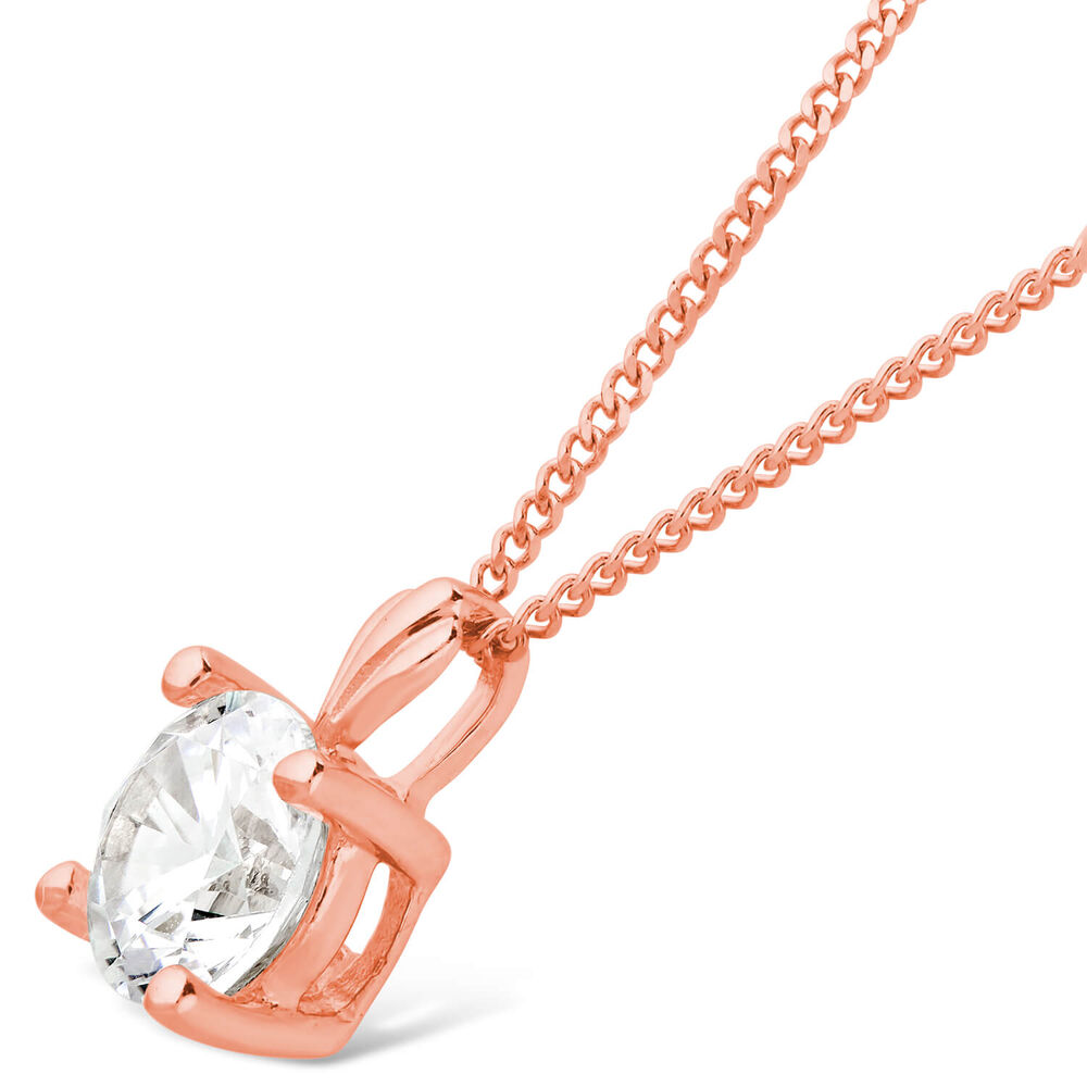 9ct Rose Gold 5mm Four Claw Cubic Zirconia Set Pendant (Chain Included)