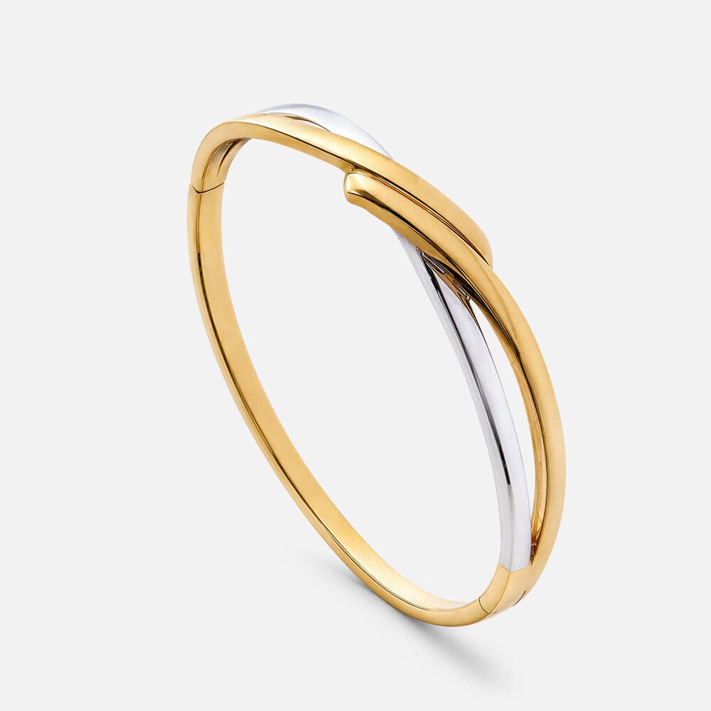 Gold Plated Sterling Silver Two Tone Intertwined Bangle