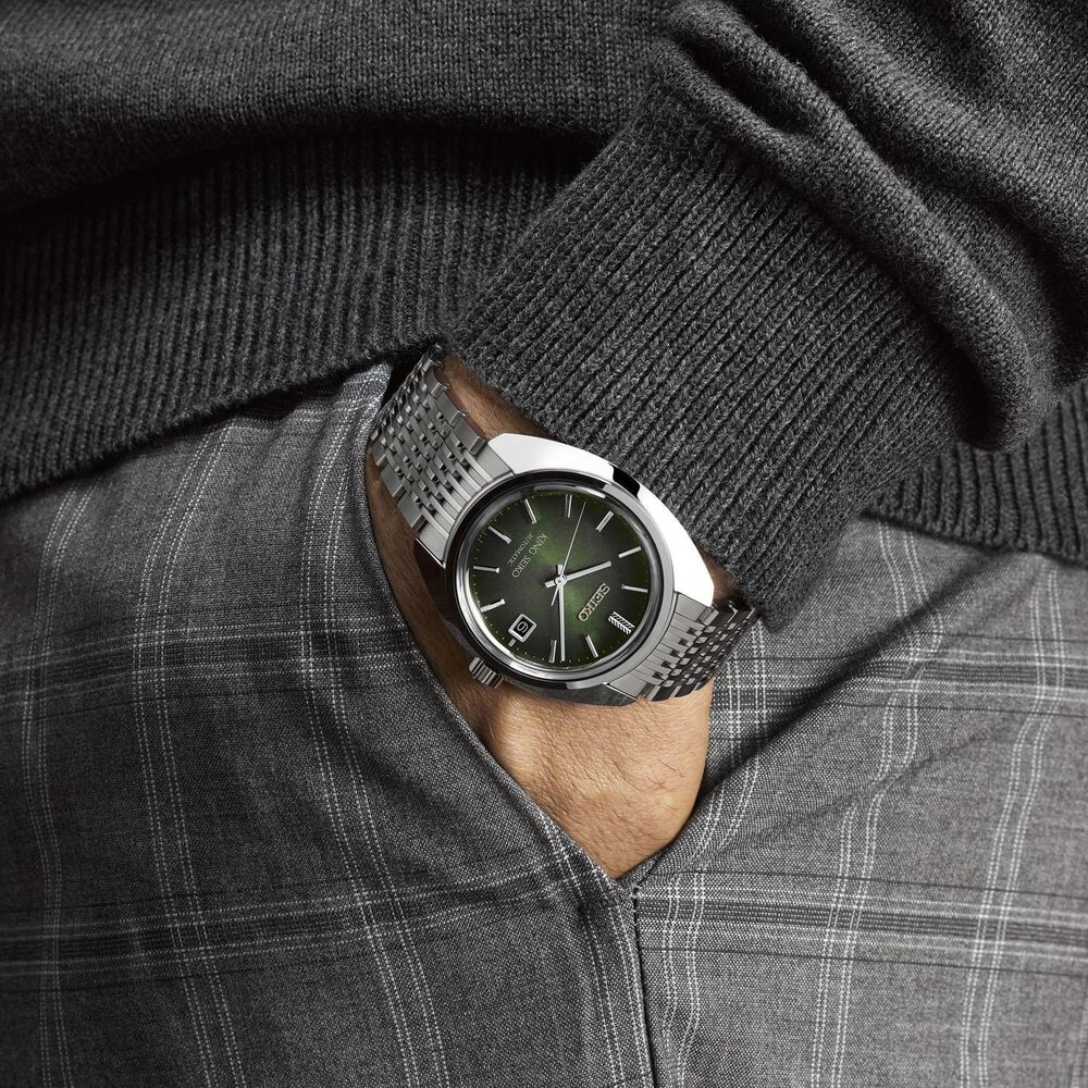 King Seiko ‘Forest Green’ 6L 1969 Re-Interpretation 39.4mm Stainless Steel Bracelet Watch image number 5