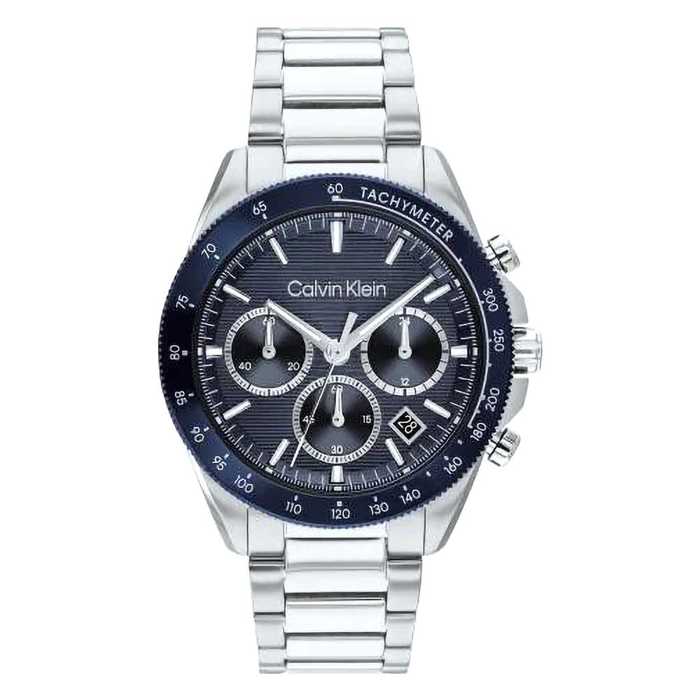 Calvin Klein Sport Luxe 40mm Blue Dial Stainless Steel Bracelet Chronograph Watch