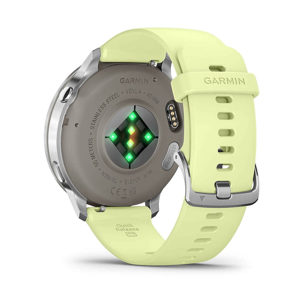 Garmin Venu 4 45mm Silver Bezel Citron Silicone Strap Watch image number 5