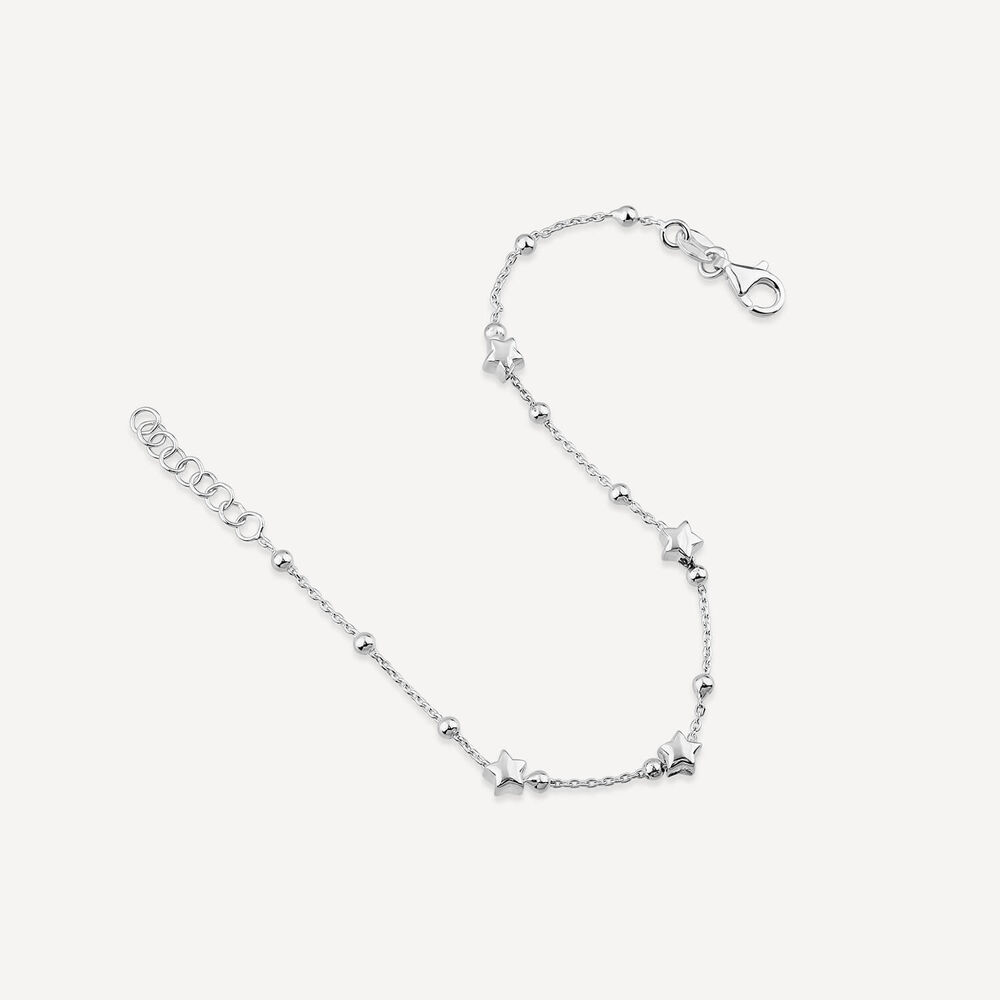 Sterling Silver Stars & Balls Charm Bracelet image number 3