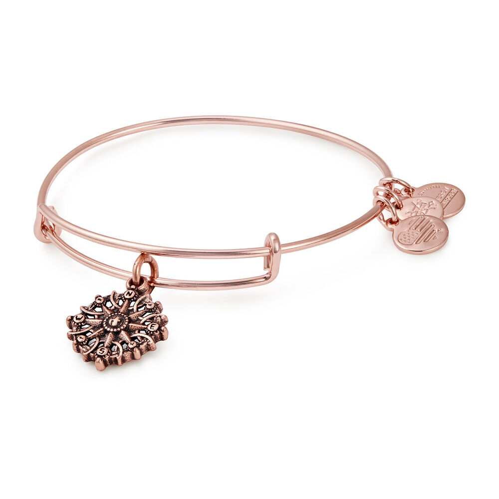 Alex And Ani Compass Rose Gold Charm Bangle image number 0