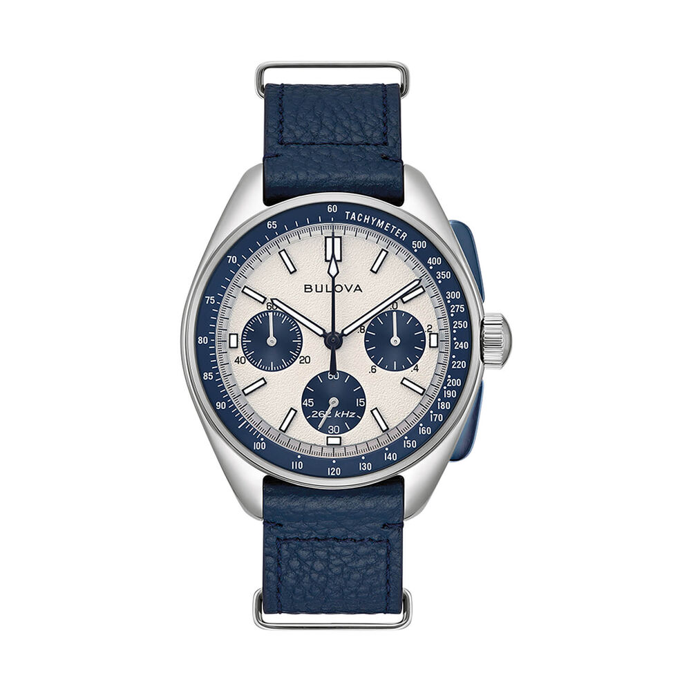 Bulova Heritage Lunar Pilot 43.5mm Chronograph White & Blue Dial Bracelet Watch