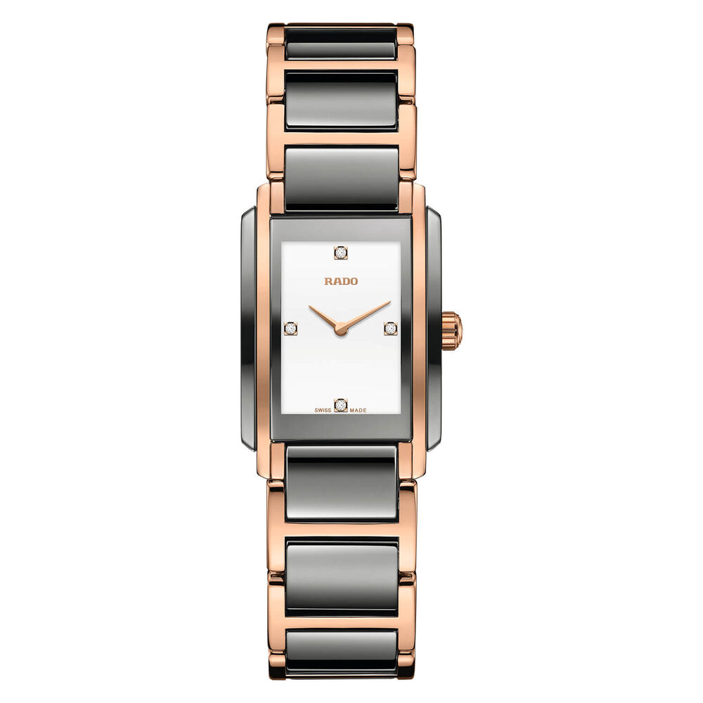 Rado Integral 22.7MM White Enamel Dial Rose Gold & Plasma Case Bracelet Watch image number 0