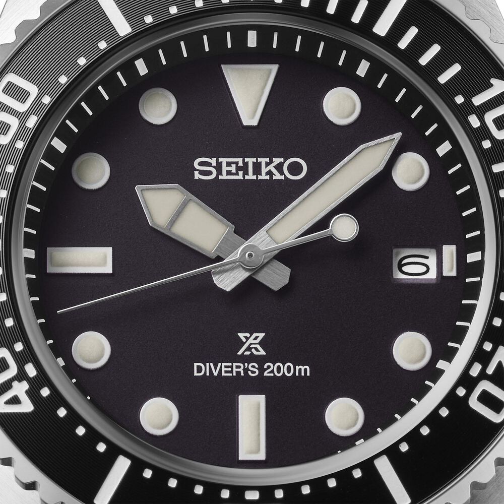 Seiko Prospex Solar Diver’s 41mm Pure Black Dial & Bezel Stainless Steel Bracelet Watch image number 1