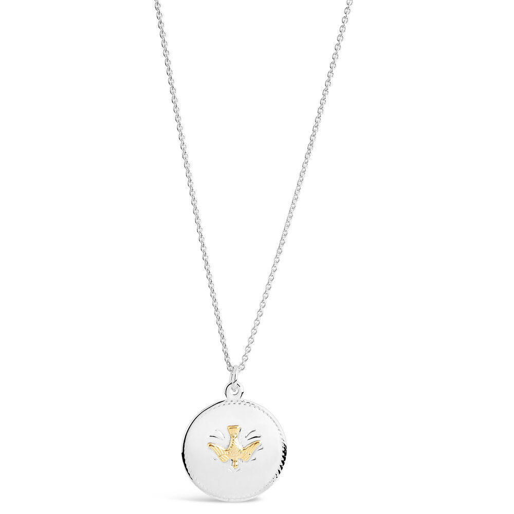 Sterling Silver & Yellow Gold-Plated Dove Pendant (Chain Included) image number 0
