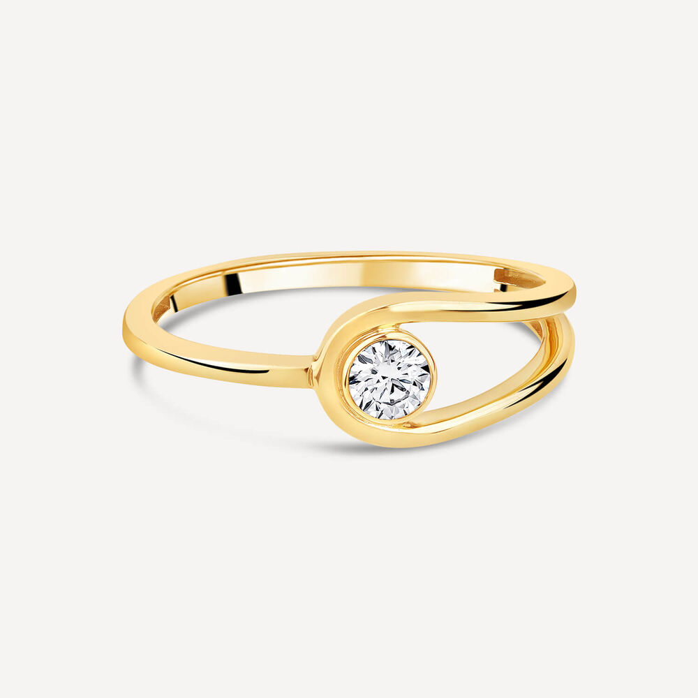 Born Kissed with Diamonds 9ct Yellow Gold Lab Grown 0.15ct Round Diamond Open Loop Ring image number 2