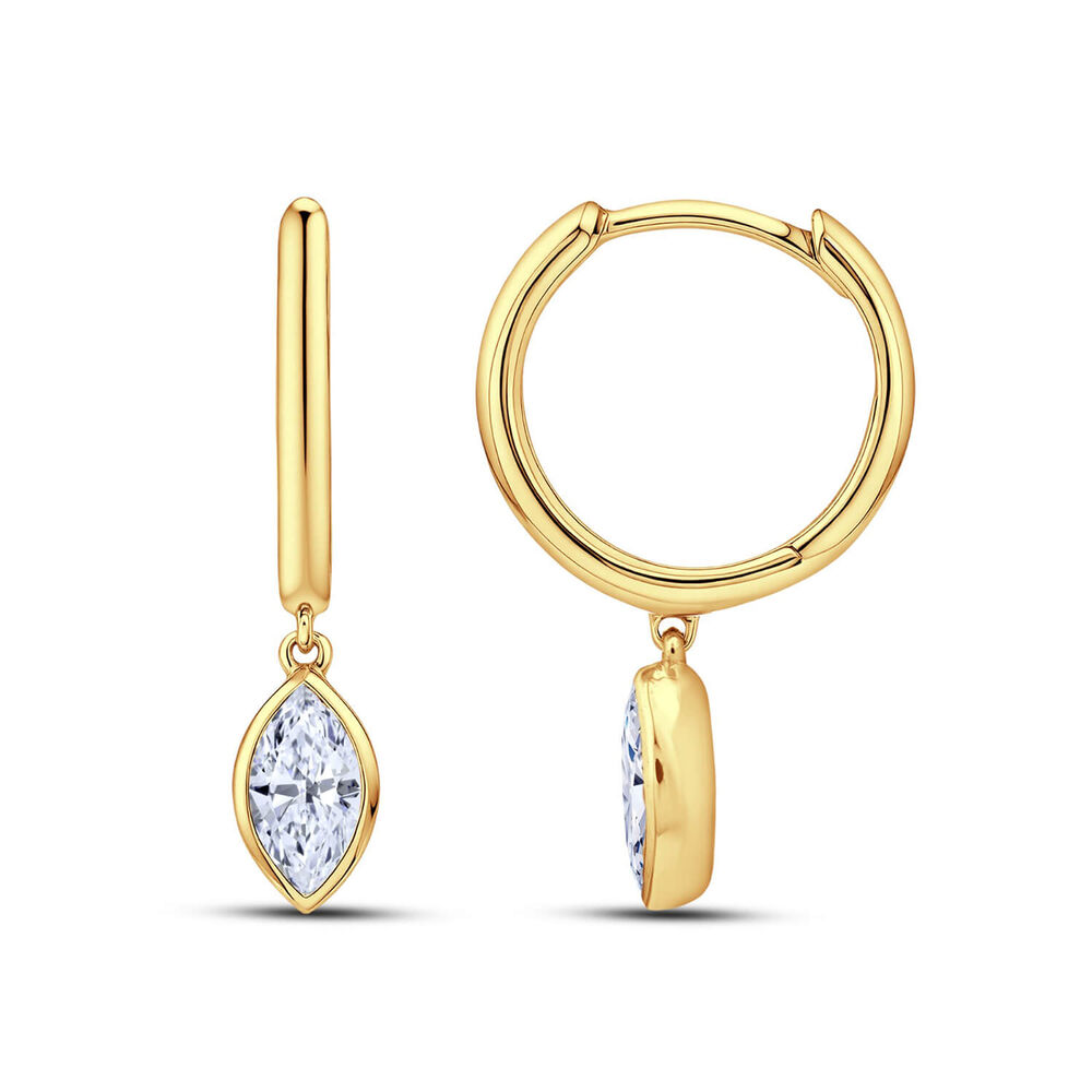 Born Contour 9ct Yellow Gold 0.30ct Marquise Lab Grown Diamond Bezel Set Drop Earrings