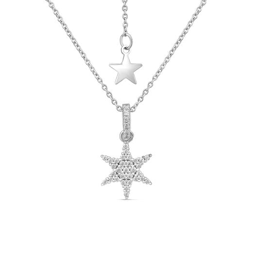 Sterling Silver Cubic Zirconia Star Make-A-Wish Pendant