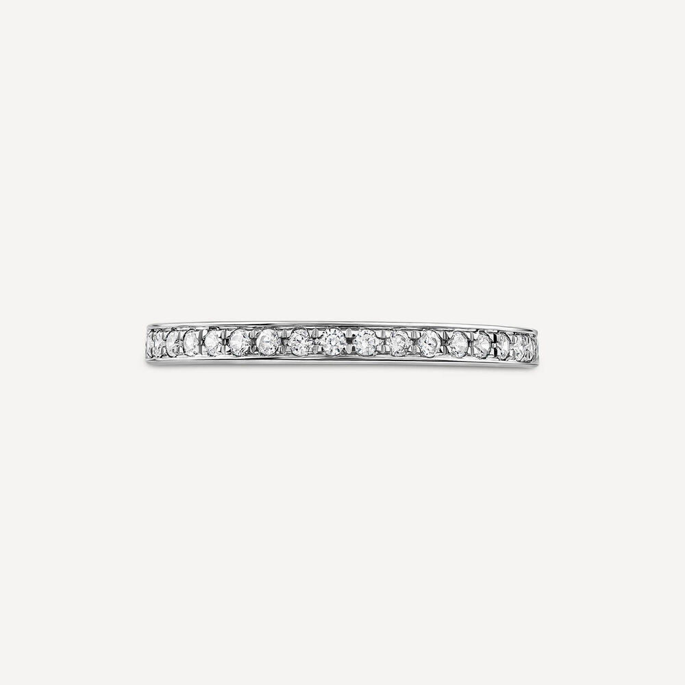 9ct White Gold 2mm 0.15ct Diamond Pave Set Wedding Ring