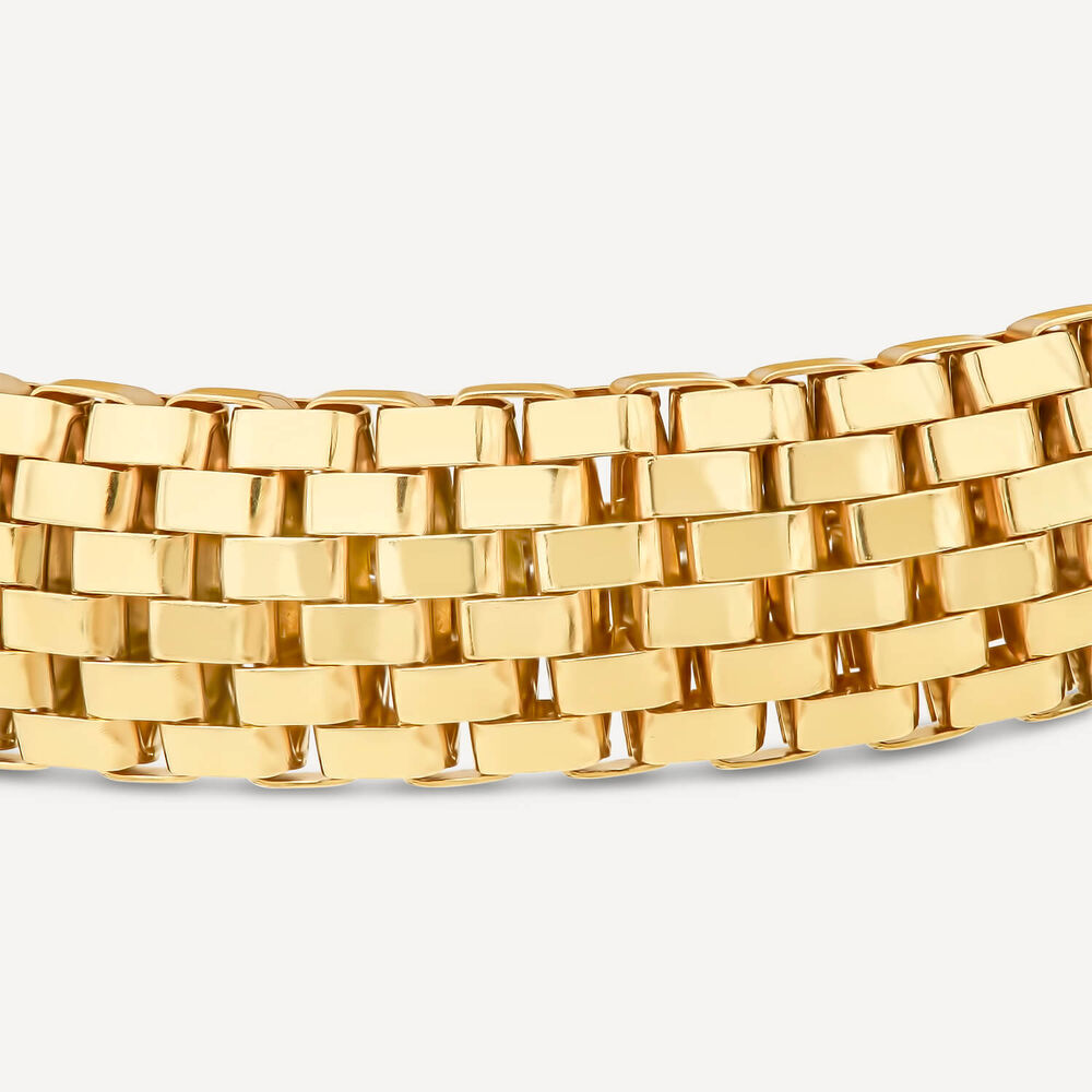 Silver & Yellow Gold Plated Wide Woven Brick Link Bracelet image number 2