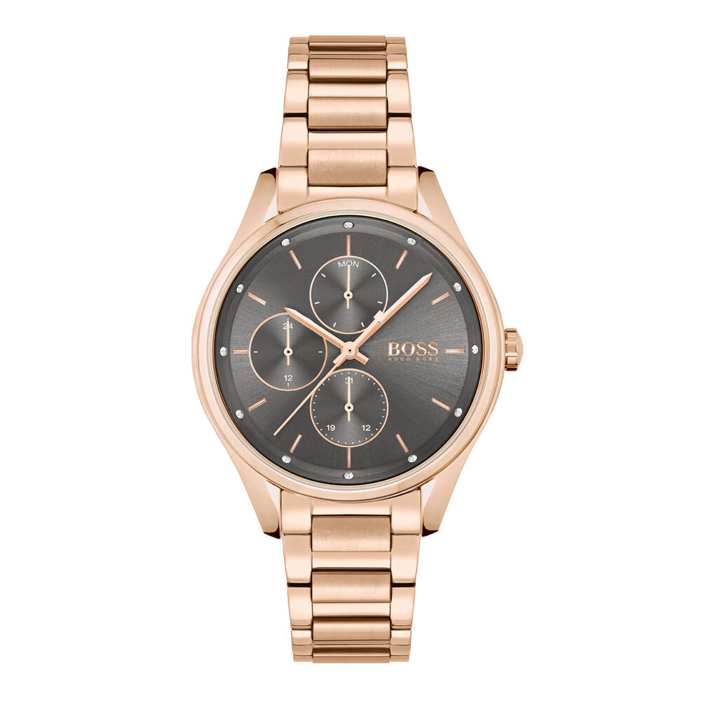 BOSS Grand Course 36mm Grey Dial Rose Gold IP Case Bracelet Watch