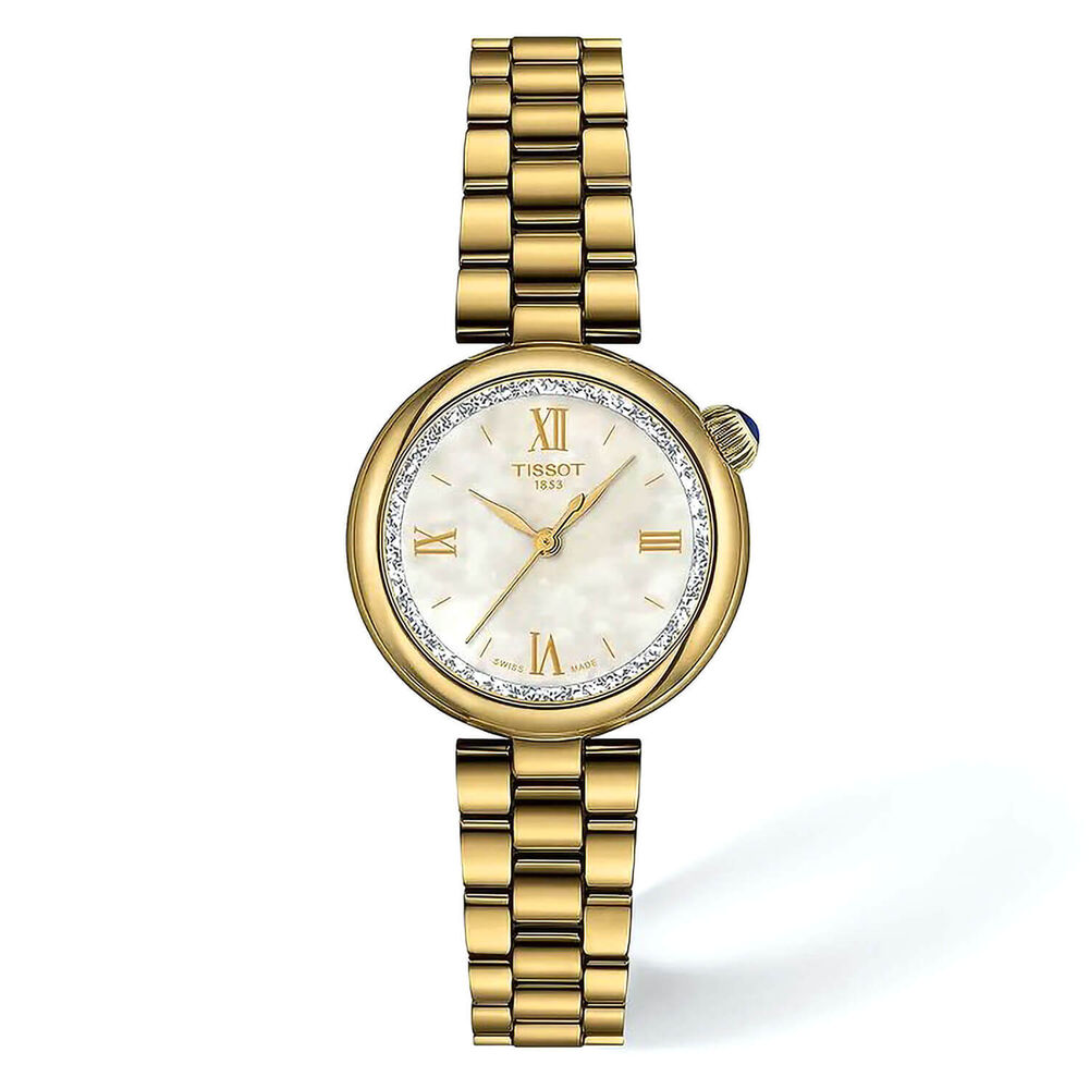 Tissot Desir 28mm Mother of Pearl Dial Gold Tone Stainless Steel Bracelet Watch