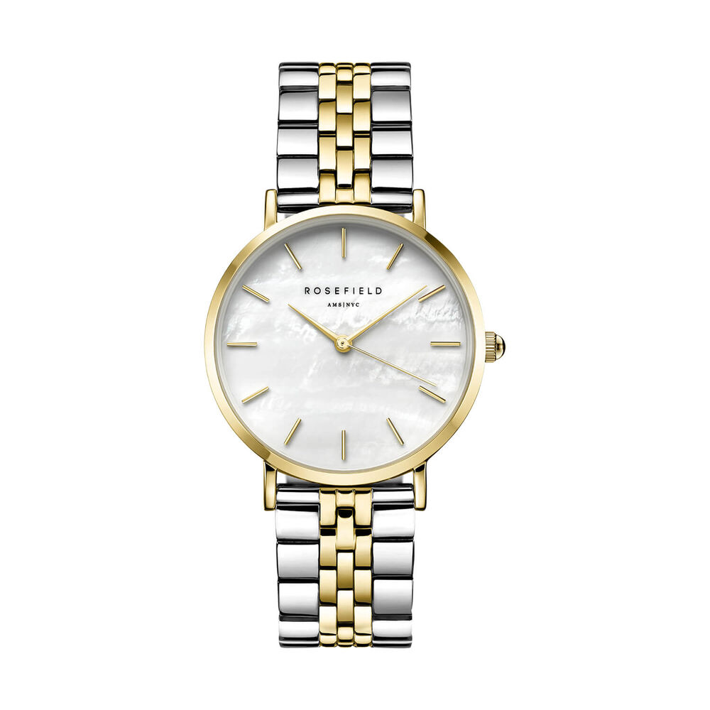 Rosefield Octagon Duotone 23x29mm White Dial 23k Gold Plated Steel Bracelet Watch image number 0
