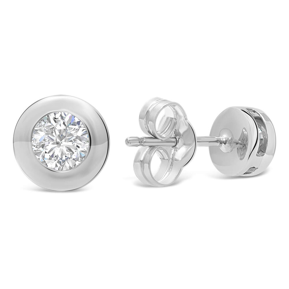 9ct White Gold Cubic Zirconia Stud Earrings image number 2