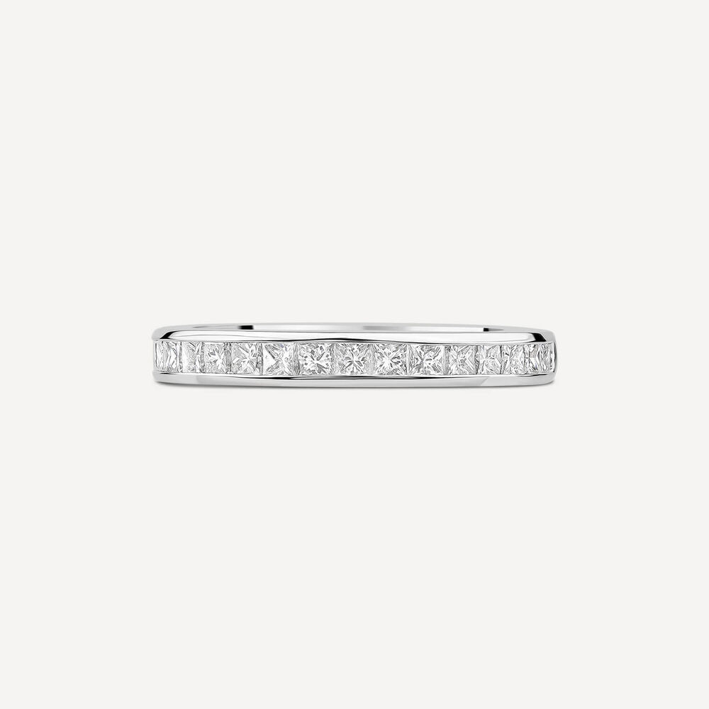18ct White Gold 2.5mm Diamond Princess Cut Channel Set 0.45ct Wedding Ring image number 1