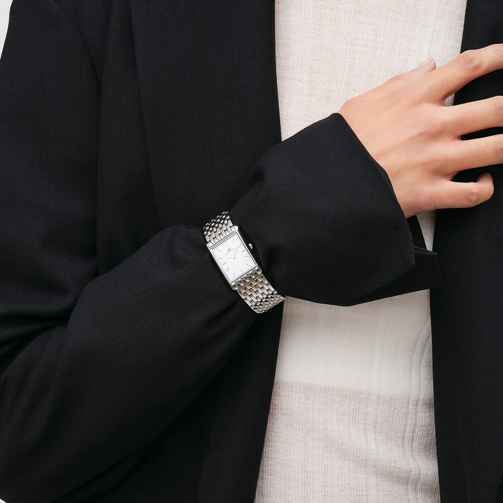 Daniel Wellington Bound 32x22mm White Dial 9-Link Steel Bracelet Watch image number 4