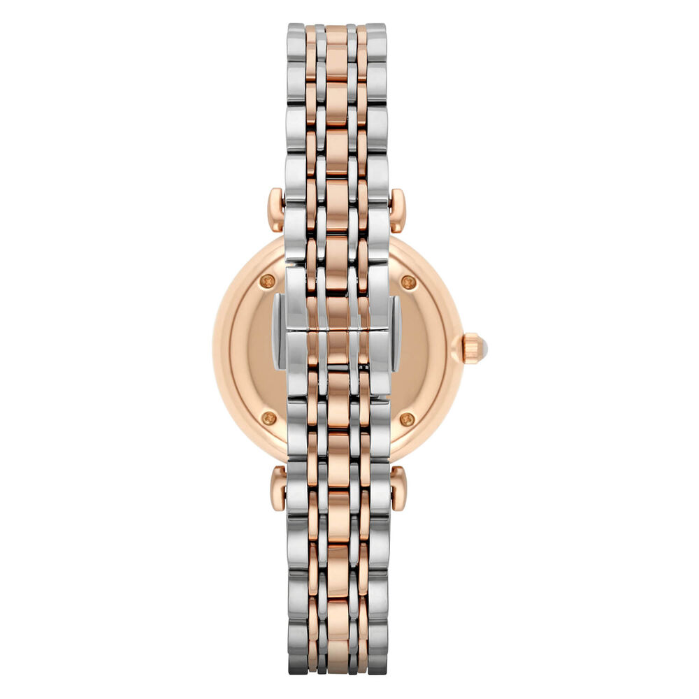Emporio Armani Gianni T-Bar Cubic Zirconia Set Dial Rose Gold/Steel Case Bracelet Watch