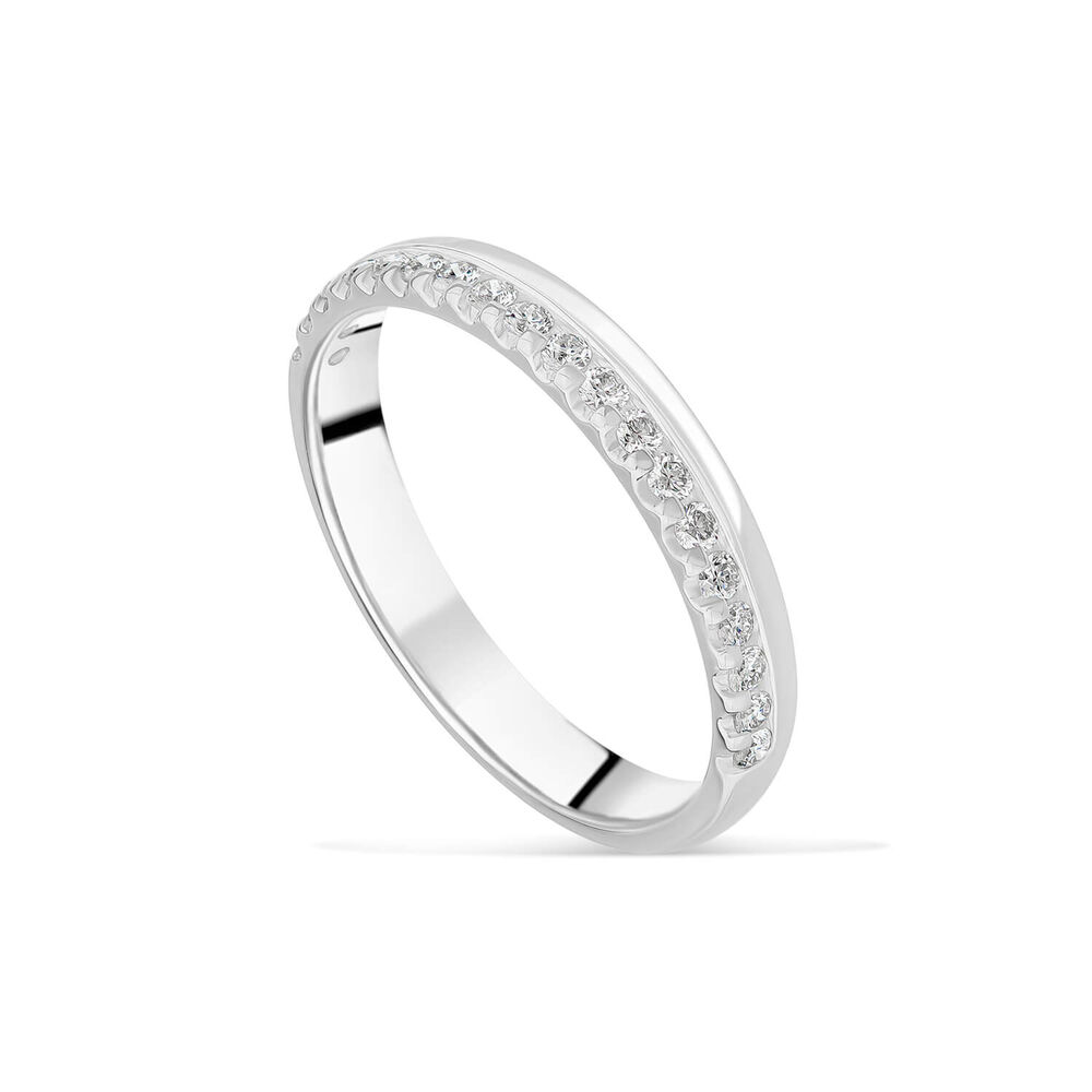 Platinum 3mm 0.20ct Diamond Offset Wedding Ring image number 0