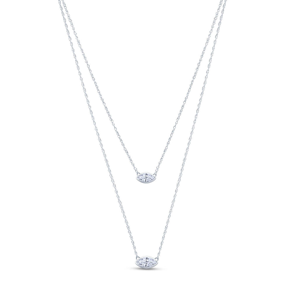 Born Contour 9ct White Gold 0.40ct Marquise Lab Grown Diamond Double Necklet