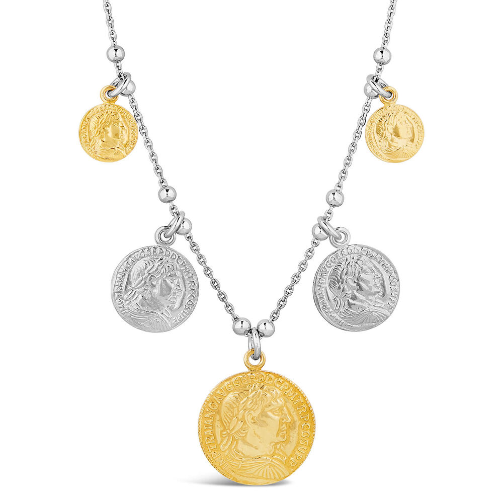 Sterling Silver and Yellow Gold Plated Coin Ladies Necklace image number 0