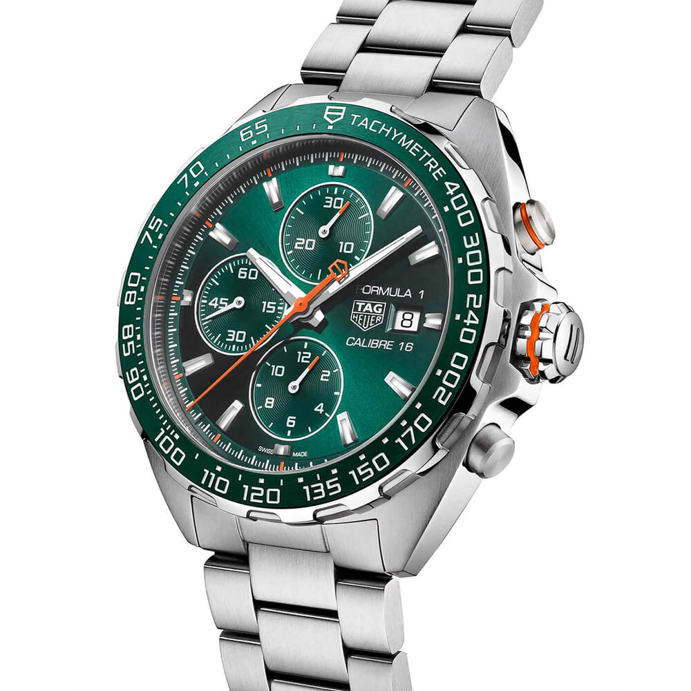 TAG Heuer Formula 1 Chronograph 44mm Green Dial Stainless Steel Bracelet Watch image number 1