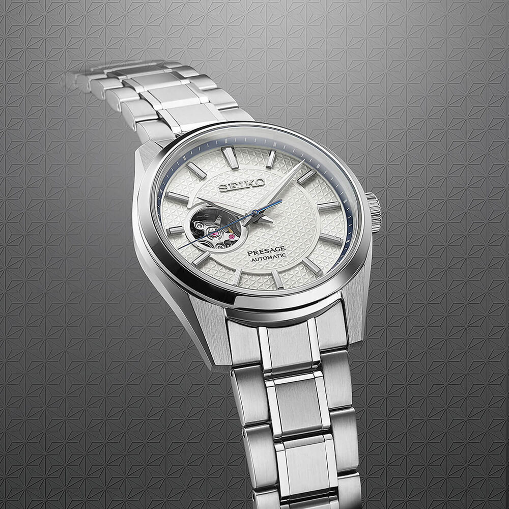 Seiko Presage Sharp Edges Series 40.2mm White Dial Stainless Steel Bracelet Watch image number 1
