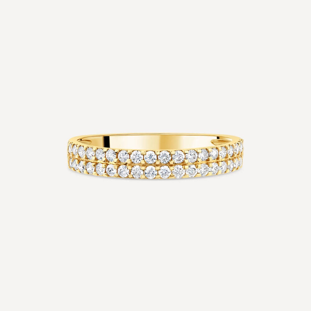 9ct Yellow Gold 0.38ct Double Row Claw Set Diamond Eternity Ring image number 2