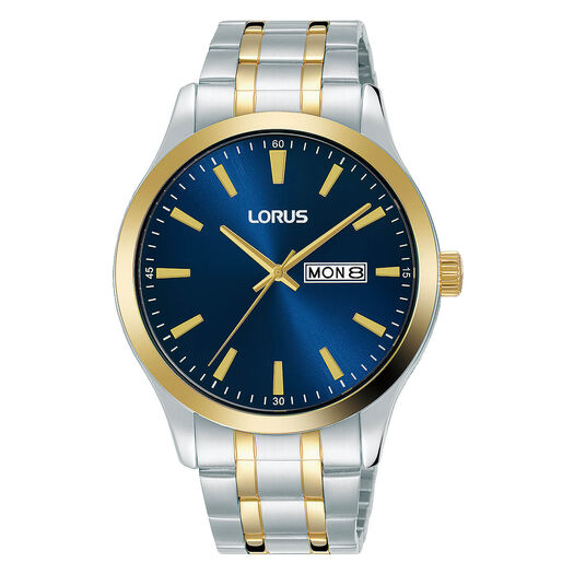 Lorus Blue Dial Two Tone Stainless Steel Mens Watch