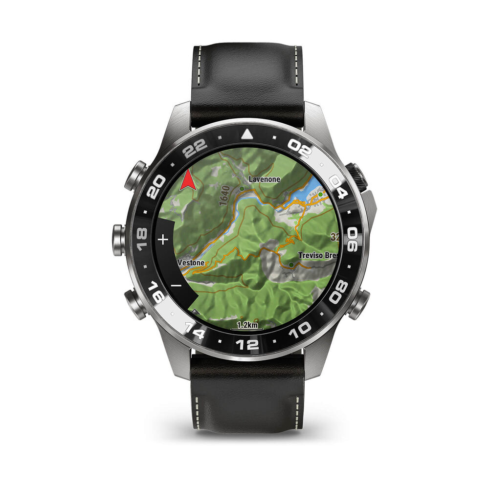 Garmin MARQ Aviator (Gen 3) 47mm Grade 5 Titanium Case Black Italian Calfskin Leather Watch