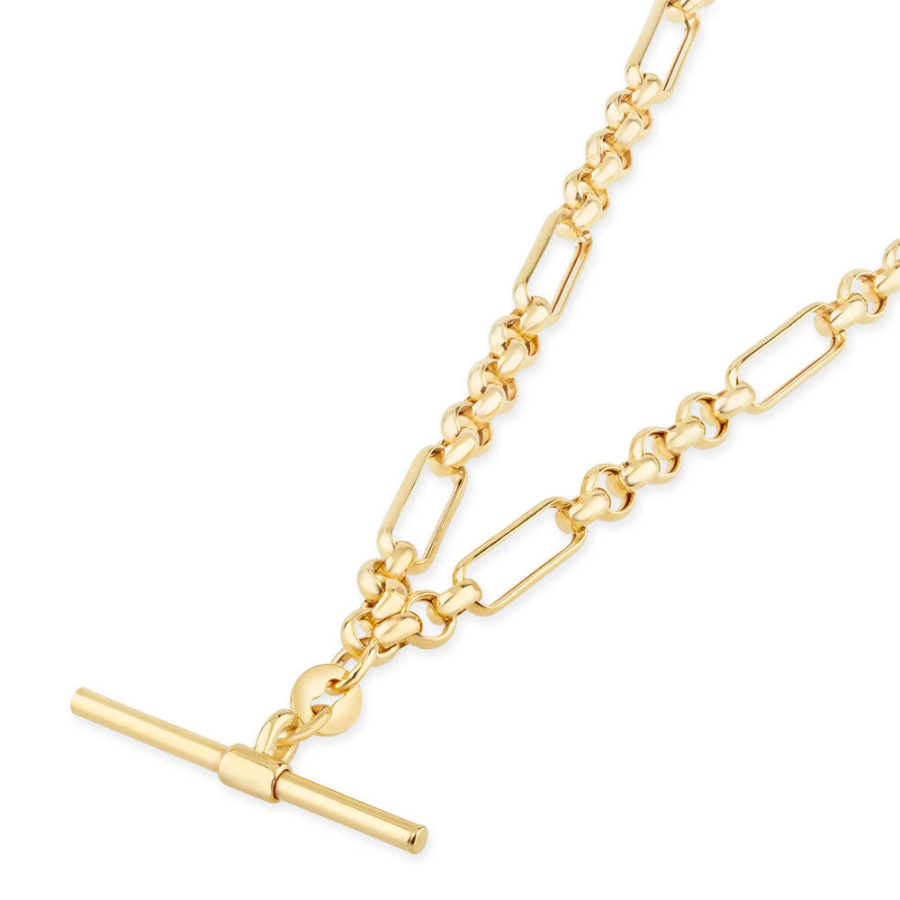 9ct Yellow Gold Belcher Albert T-Bar Necklet image number 1