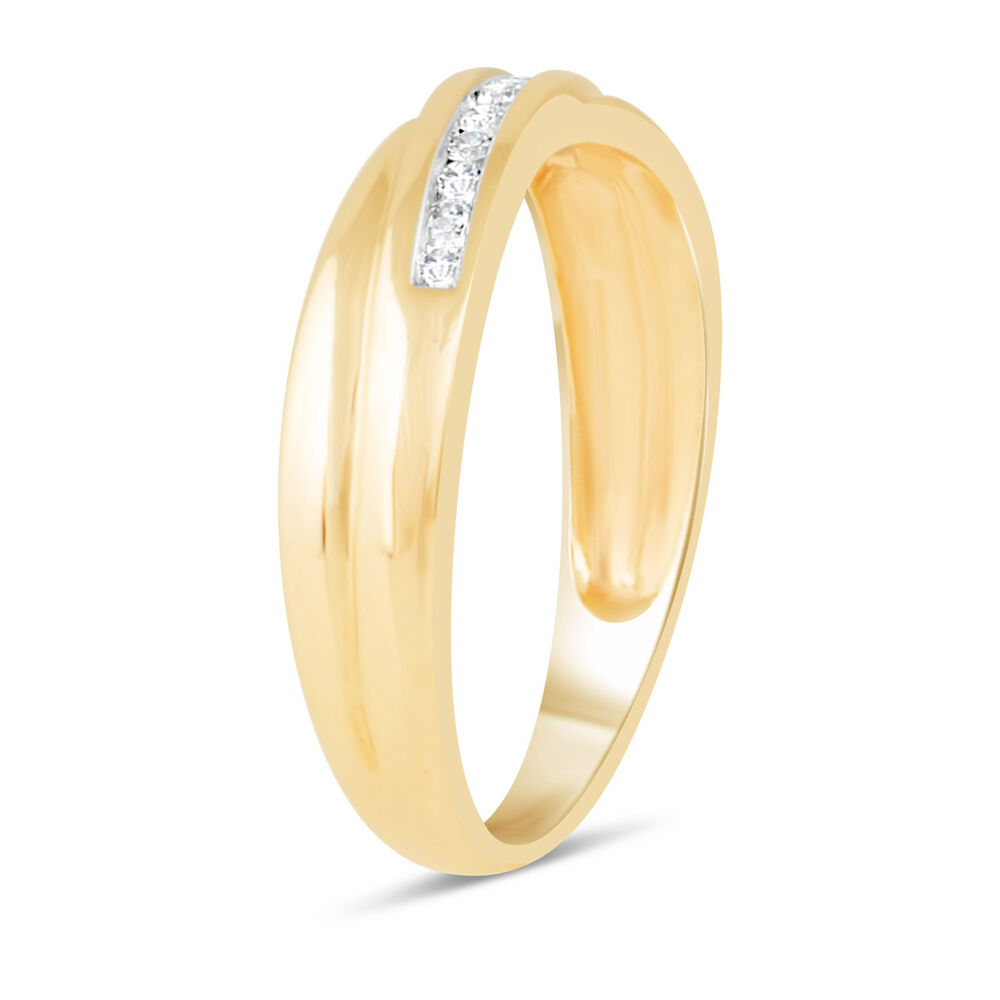 9ct Yellow Gold 0.10ct Diamond Crossover Channel Set Wedding Ring