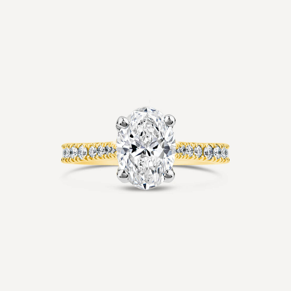 Born 18ct Yellow Gold Lab Grown 1.20ct Oval & Diamond Sides Ring