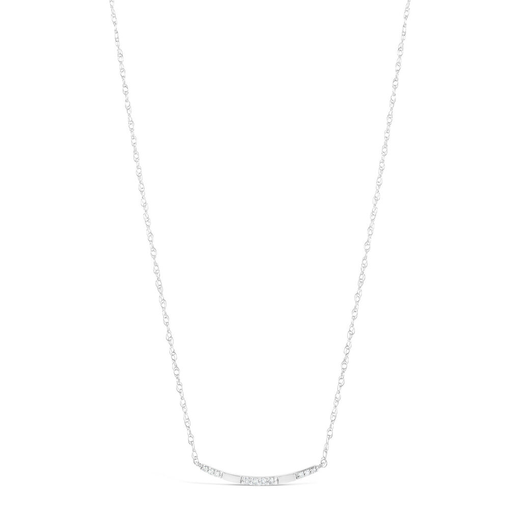 9ct White Gold 0.07ct Diamond Pave Curve Bar Necklet image number 0