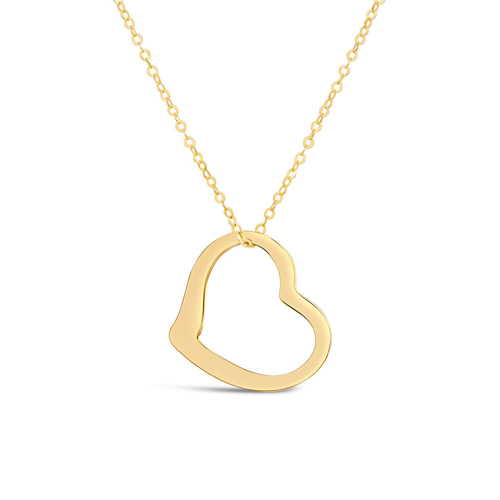 9ct Yellow Gold Open Dangling Heart Necklet image number 0