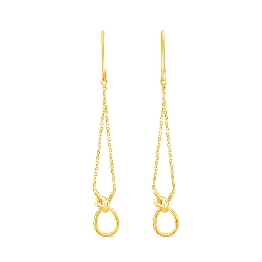 9ct Yellow Gold Open Knot Chain Drop Earrings image number 0