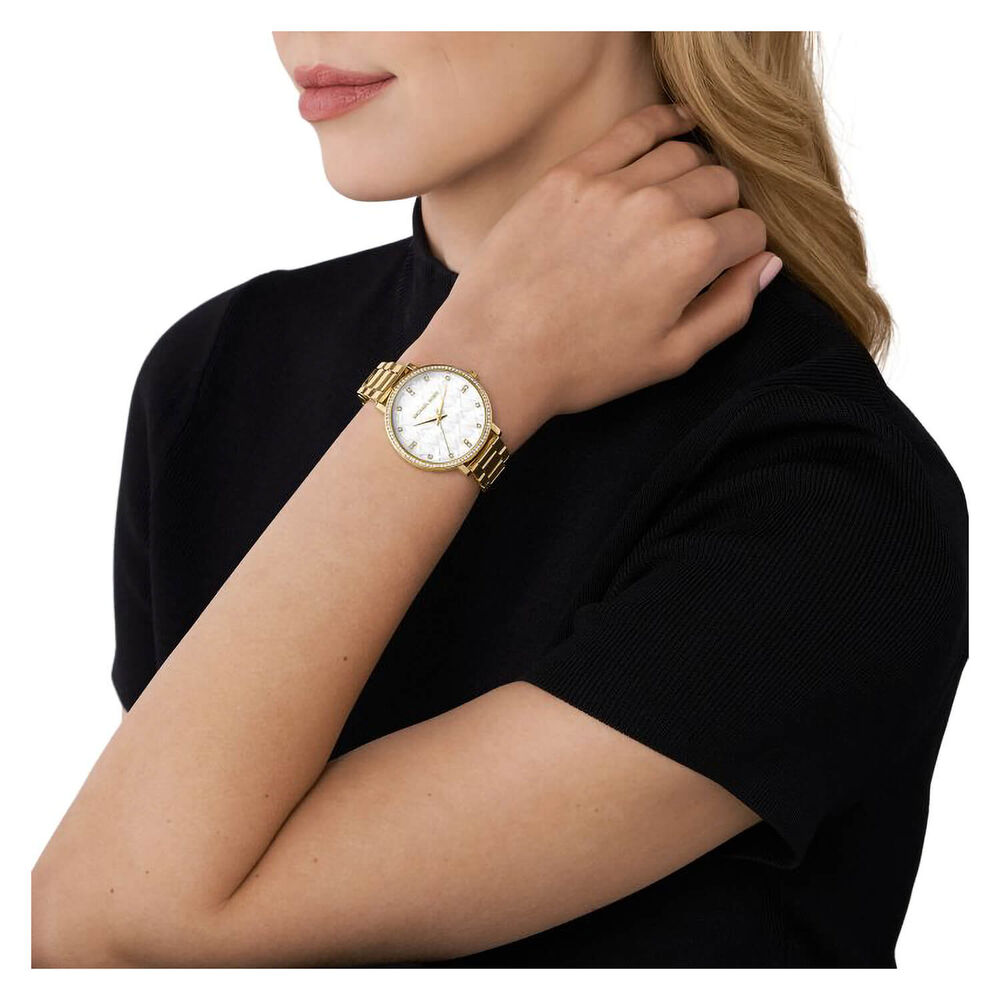 Michael Kors Pyper 38mm White Dial Yellow Gold Case Watch image number 3