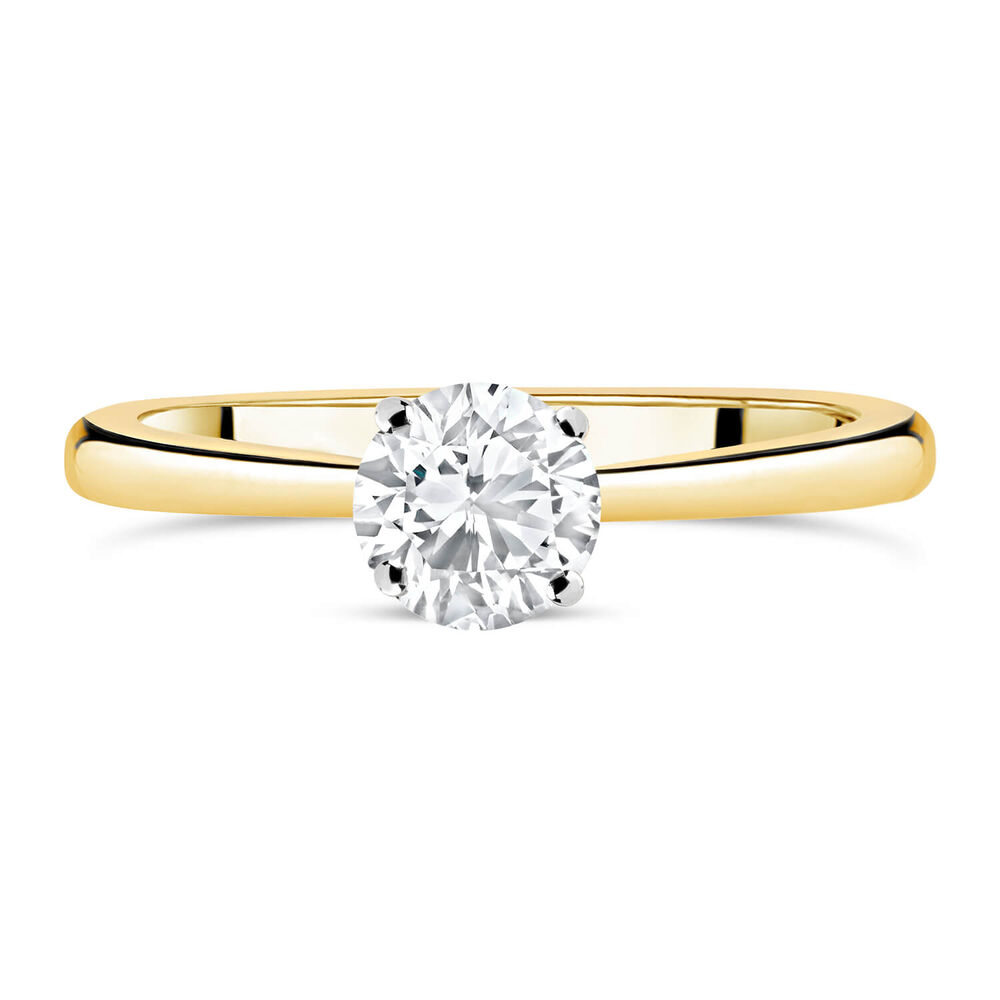 18ct Yellow Gold 0.75ct Round Diamond Tulip Setting Ring image number 1