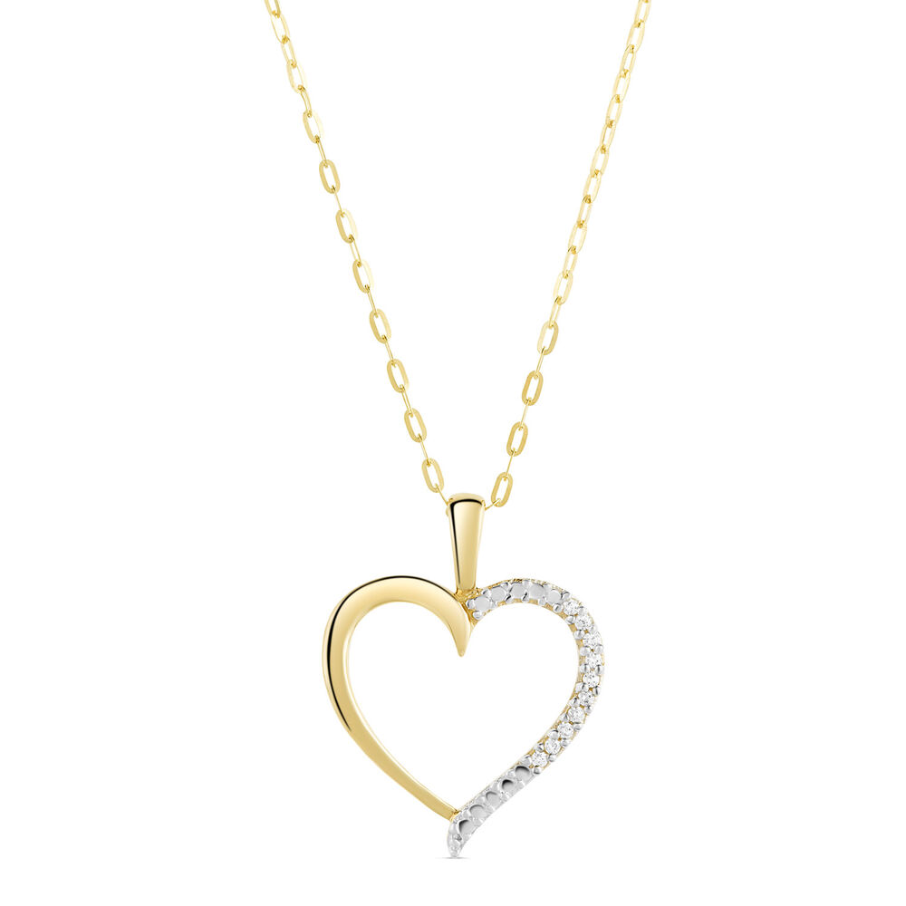 9ct Yellow Gold Cubic Zirconia Open Heart Pendant (Chain Included) image number 0