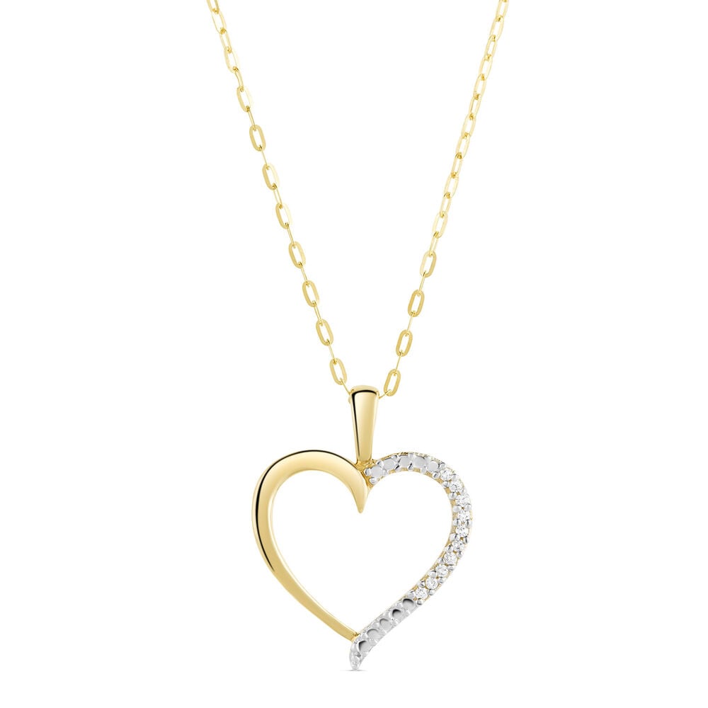 9ct Yellow Gold Cubic Zirconia Open Heart Pendant (Chain Included) image number 0